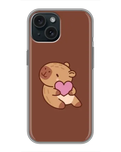 Чохол для iPhone 14 з картинкою «Капібара з серцем»