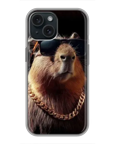 Чохол для iPhone 14 з картинкою «Капібара золотий ланцюг»