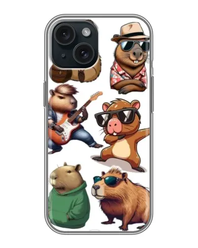 Чохол для iPhone 14 з картинкою «Круті капібари музиканти»