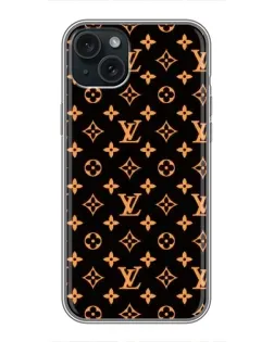 Чехол для iPhone 14 Plus с картинкой «Золотая монограмма LV»