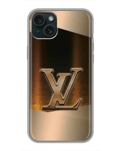 Чехол для iPhone 14 Plus с картинкой «LV — золотое сияние»