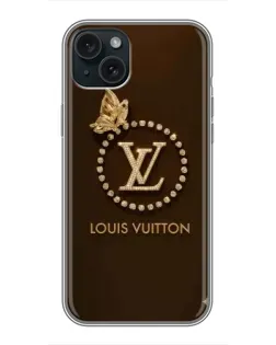 Чехол для iPhone 14 Plus с картинкой «LV — золотая печать»