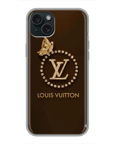 Чехол для iPhone 14 Plus с картинкой «LV — золотая печать»
