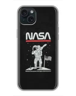 Чохол для iPhone 14 Plus з картинкою «NASA — крокуємо по Місяцю»