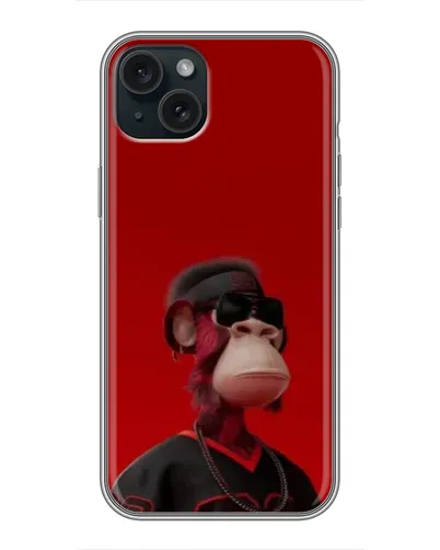 Чехол для iPhone 14 Plus с картинкой «Bored Ape в красном»