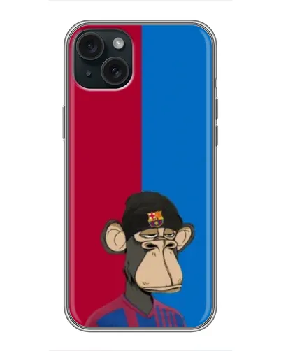 Чехол для iPhone 14 Plus с картинкой «Bored Ape — фанат Барсы»