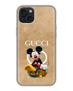 Чехол для iPhone 14 Plus с картинкой «Микки Маус Gucci — крафт»