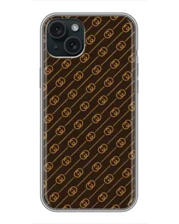 Чехол для iPhone 14 Plus с картинкой «Gucci — золотые диагонали»