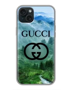 Чехол для iPhone 14 Plus с картинкой «Gucci — горный пейзаж»