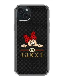 Чехол для iPhone 14 Plus с картинкой «Минни Маус Gucci — черный»