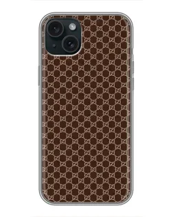 Чохол для iPhone 14 Plus з картинкою «Gucci — шоколадна сітка» Чохол для iPhone 14 Plus з картинкою «Gucci — шоколадна сітка»