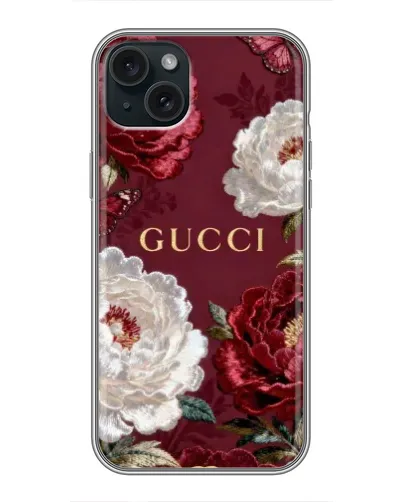 Чехол для iPhone 14 Plus с картинкой «Gucci — бордовые розы» Чехол для iPhone 14 Plus с картинкой «Gucci — бордовые розы»