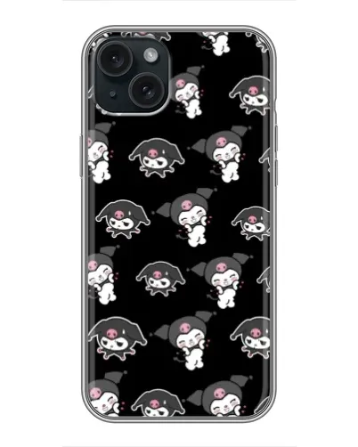 Чехол для iPhone 14 Plus с картинкой «Черный паттерн Kuromi»