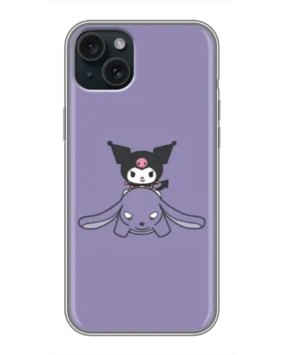 Чехол для iPhone 14 Plus с картинкой «Kuromi на лиловом фоне»