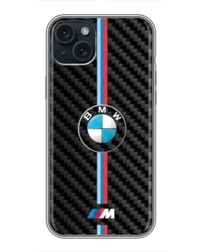 Чохол для iPhone 14 Plus з картинкою «Емблема BMW та карбон»