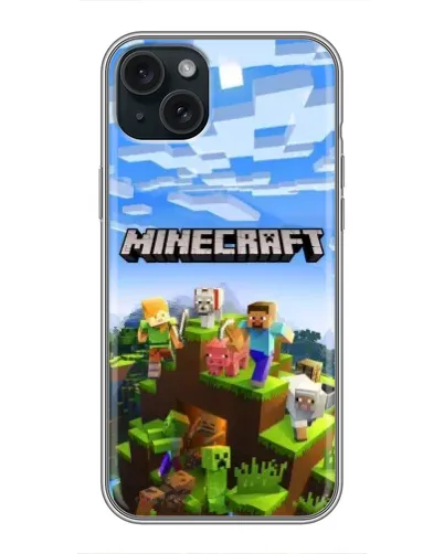 Чехол для iPhone 14 Plus с картинкой «Minecraft классический мир»