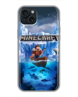 Чехол для iPhone 14 Plus с картинкой «Minecraft ледяной мир»
