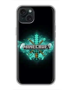 Чехол для iPhone 14 Plus с картинкой «Minecraft Diamond лого»