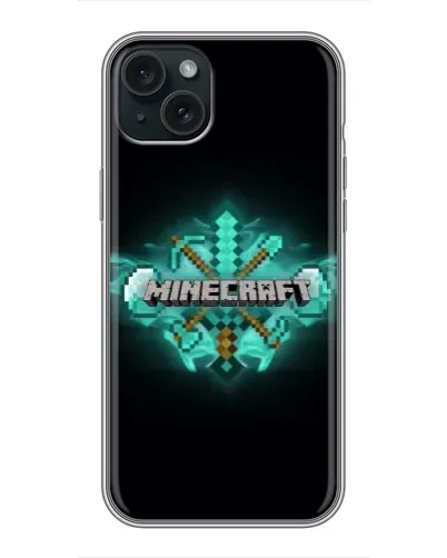 Чехол для iPhone 14 Plus с картинкой «Minecraft Diamond лого»