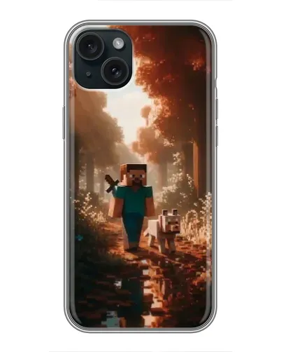 Чехол для iPhone 14 Plus с картинкой «Стив в лесу»