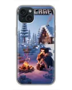 Чехол для iPhone 14 Plus с картинкой «Зимний Minecraft»