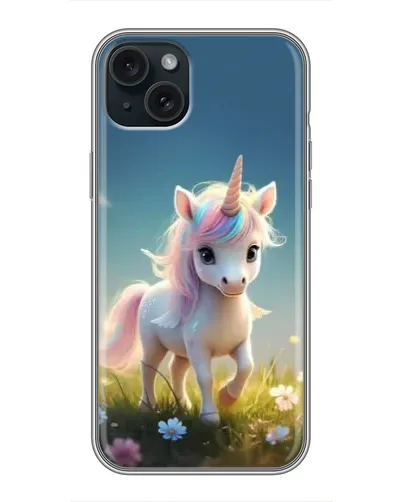 Чохол для iPhone 14 Plus з картинкою «Єдиноріг на галявині»