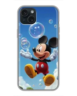 Чехол для iPhone 14 Plus с картинкой «Mickey и мыльные пузыри»