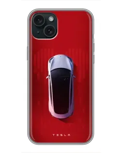 Чехол для iPhone 14 Plus с картинкой «Tesla Top View»