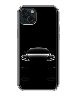 Чехол для iPhone 14 Plus с картинкой «Силуэт Tesla Night»