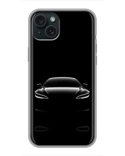 Чехол для iPhone 14 Plus с картинкой «Силуэт Tesla Night»
