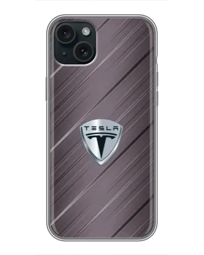 Чехол для iPhone 14 Plus с картинкой «Металлическая текстура Tesla»