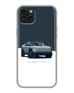 Чехол для iPhone 14 Plus с картинкой «Серебристый Cybertruck Tesla»