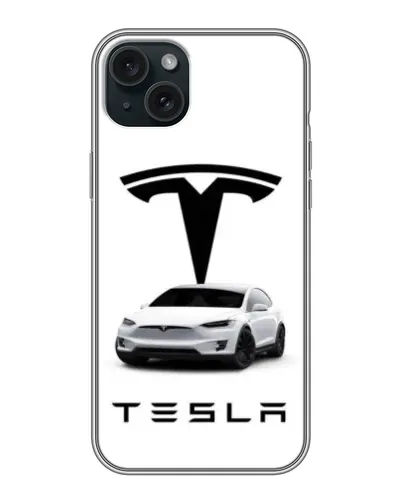 Чехол для iPhone 14 Plus с картинкой «Tesla White Style»