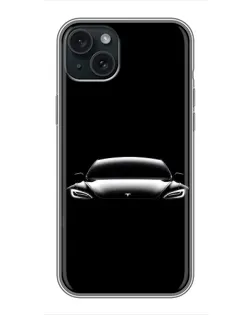Чехол для iPhone 14 Plus с картинкой «Фары Tesla Night»