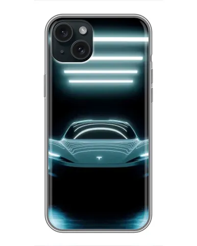 Чехол для iPhone 14 Plus с картинкой «Tesla в неоне»