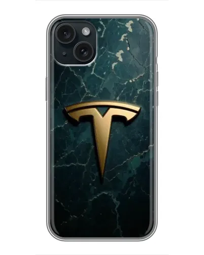 Чехол для iPhone 14 Plus с картинкой «Мраморная Tesla Gold»