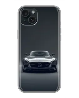 Чехол для iPhone 14 Plus с картинкой «Mercedes на черном»