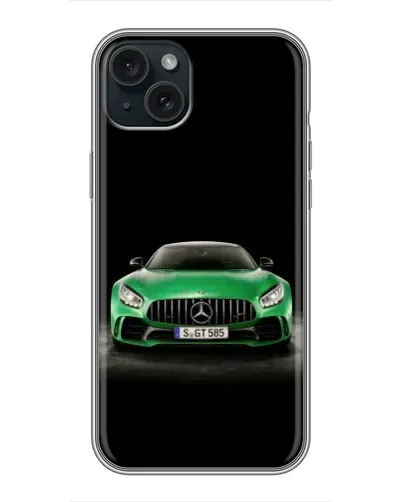 Чехол для iPhone 14 Plus с картинкой «Mercedes — неоновый лого»