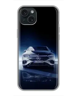 Чехол для iPhone 14 Plus с картинкой «Ночной Mercedes EQ»