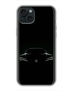 Чехол для iPhone 14 Plus с картинкой «Mercedes — силуэт авто»