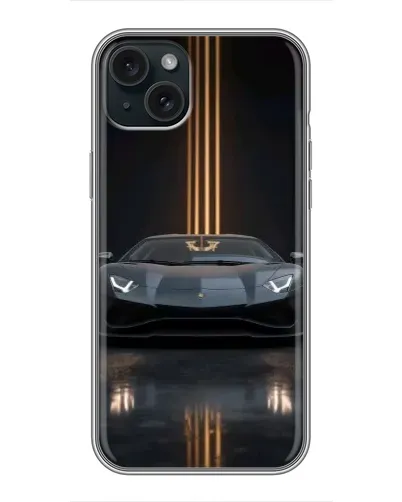 Чехол для iPhone 14 Plus с картинкой «Lamborghini золотые линии»