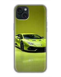 Чехол для iPhone 14 Plus с картинкой «Салатовый Lamborghini Huracan»