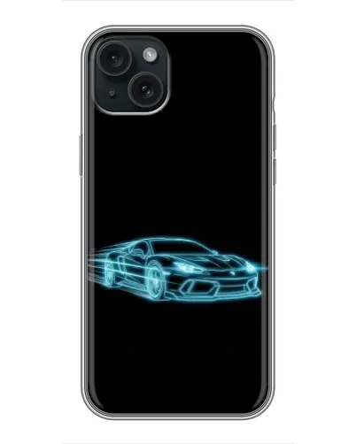 Чехол для iPhone 14 Plus с картинкой «Неоновый контур Lamborghini»