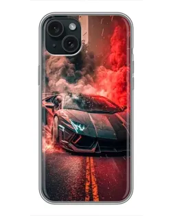 Чехол для iPhone 14 Plus с картинкой «Lamborghini красный дым»