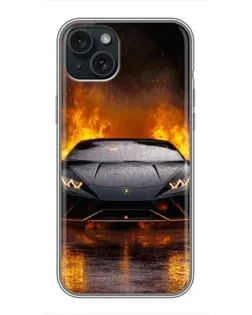 Чехол для iPhone 14 Plus с картинкой «Lamborghini в огне»