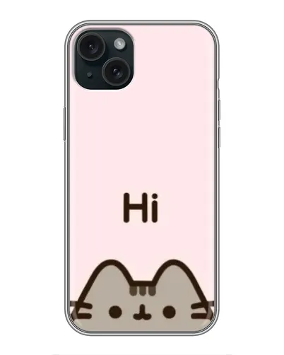 Чехол для iPhone 14 Plus с картинкой «Пушин говорит Hi»