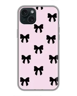 Чехол для iPhone 14 Plus с картинкой «Черные банты Coquette»