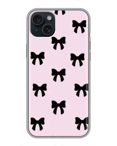 Чехол для iPhone 14 Plus с картинкой «Черные банты Coquette»
