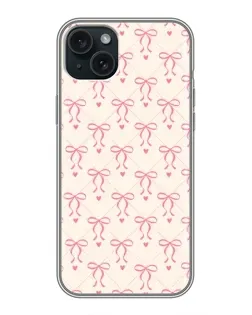 Чехол для iPhone 14 Plus с картинкой «Розовые бантики Coquette»