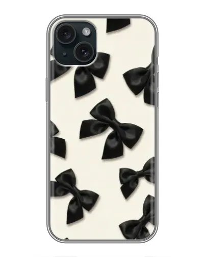 Чехол для iPhone 14 Plus с картинкой «Черные бантики»